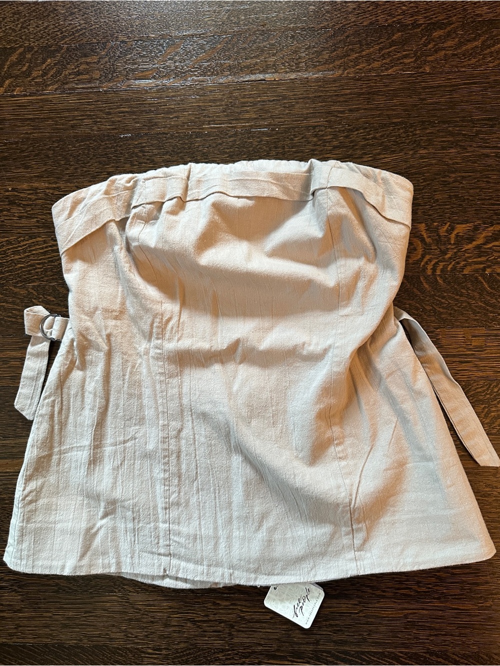 Free People Strapless Linen-Blend Top in Light Beige